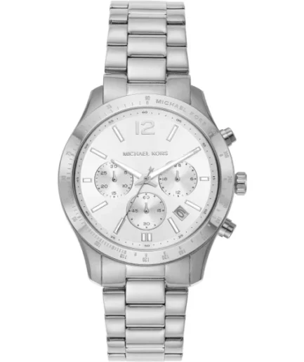 Michael Kors Silver Stainless Steel Silver Dial Chronograph Quartz Watch for Ladies – MK7413
