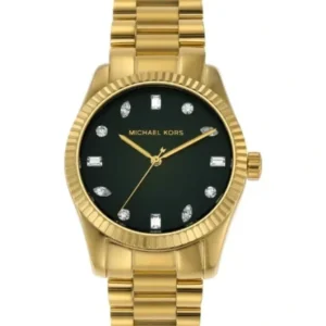 Michael Kors Lexington Gold Stainless Steel Green Dial Quartz Watch for Ladies – MK7449