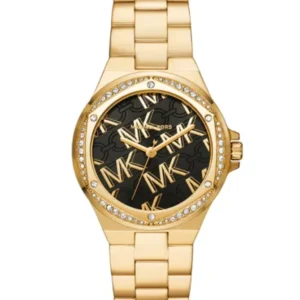 Michael Kors Lennox Gold Stainless Steel Black Dial Quartz Watch for Ladies – MK7404
