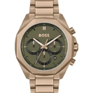 Hugo Boss Cloud Rose Gold Stainless Steel Green Dial Chronograph Quartz Watch for Gents – 1514019