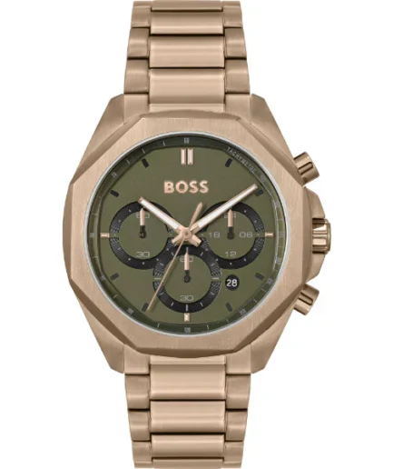 Hugo Boss Cloud Rose Gold Stainless Steel Green Dial Chronograph Quartz Watch for Gents – 1514019