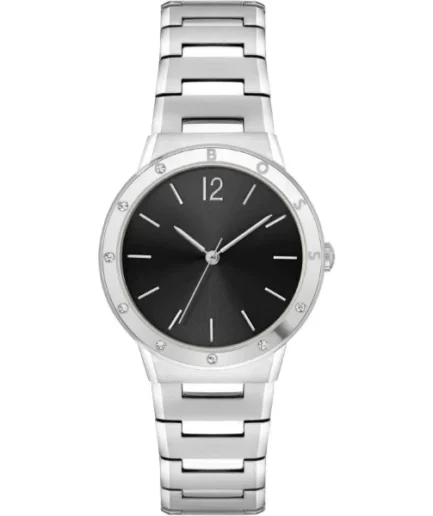 Hugo Boss Breath Silver Stainless Steel Black Dial Quartz Watch for Ladies – 1502647