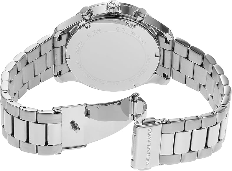 Michael Kors Silver Stainless Steel Silver Dial Chronograph Quartz Watch for Ladies – MK7413 - Image 5