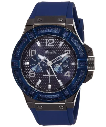 Guess Blue Silicone Strap Blue Dial Quartz Watch for Gents – W0248G5