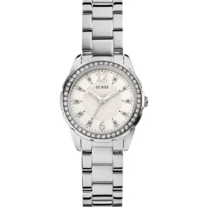 Guess Silver Stainless Steel White Dial Quartz Watch for Ladies – W0445L1