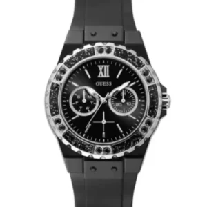 Guess Black Silicone Strap Black Dial Quartz Watch for Ladies – GW0041L5