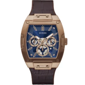 Guess Phoenix Brown Leather Strap Blue Dial Quartz Watch for Gents – GW0202G2