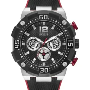 Guess Navigator Black Silicone Strap Black Dial Chronograph Quartz Watch for Gents – GW0264G1
