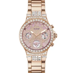 Guess Rose Gold Stainless Steel Rose Gold Dial Quartz Watch for Ladies – GW0320L6