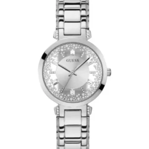 Guess Crystal Clear Silver Stainless Steel Silver Dial Quartz Watch for Ladies – GW0470L1