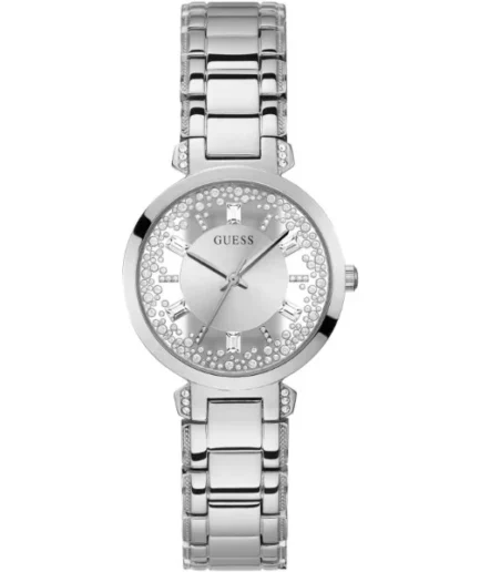 Guess Crystal Clear Silver Stainless Steel Silver Dial Quartz Watch for Ladies – GW0470L1