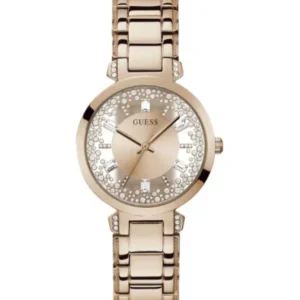 Guess Crystal Clear Rose Gold Stainless Steel Rose Gold Dial Quartz Watch for Ladies – GW0470L3