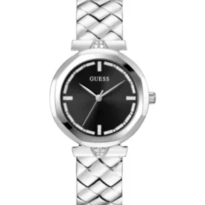 Guess Rumour Silver Stainless Steel Black Dial Quartz Watch for Ladies – GW0613L1