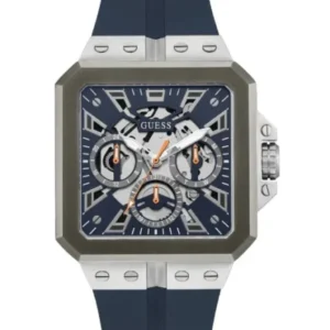 Guess Leo Blue Silicone Strap Blue Dial Quartz Watch for Gents – GW0637G1