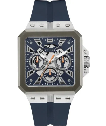 Guess Leo Blue Silicone Strap Blue Dial Quartz Watch for Gents – GW0637G1