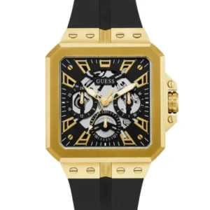 Guess Leo Black Silicone Strap Black Dial Quartz Watch for Gents – GW0637G2