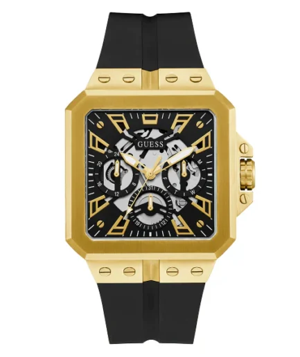 Guess Leo Black Silicone Strap Black Dial Quartz Watch for Gents – GW0637G2