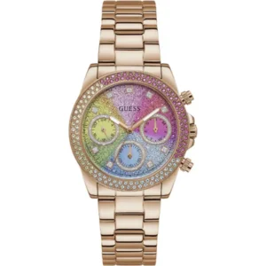Guess Sol Rose Gold Stainless Steel Multicolor Dial Quartz Watch for Ladies – GW0483L3