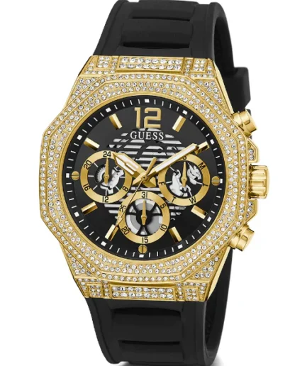 Guess Momentum Black Silicone Strap Black Dial Quartz Watch for Gents – GW0518G2