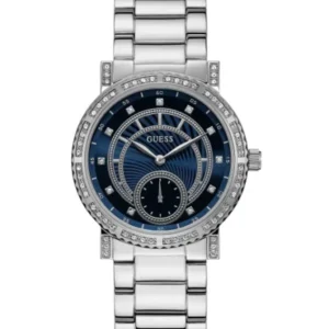 Guess Silver Stainless Steel Blue Dial Quartz Watch for Ladies – W1006L1