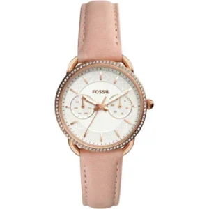 Fossil Tailor Nude Leather Strap Silver Dial Quartz Watch for Ladies – ES4393