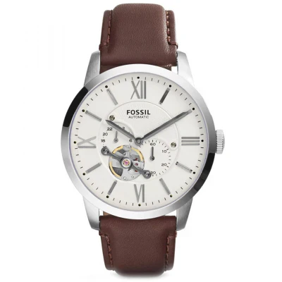 Fossil Townsman Brown Leather Strap Cream Dial Automatic Watch for Gents – ME3064