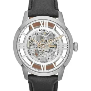 Fossil Townsman Black Leather Strap Silver Dial Automatic Watch for Gents – ME3041