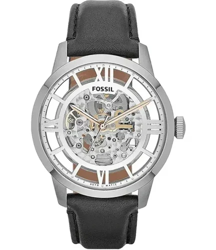 Fossil Townsman Black Leather Strap Silver Dial Automatic Watch for Gents – ME3041