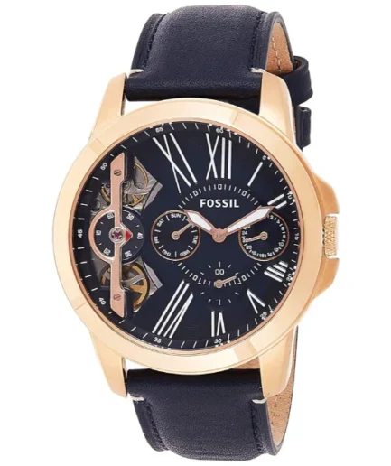 Fossil Grant Blue Leather Strap Blue Dial Automatic Watch for Gents – ME1162