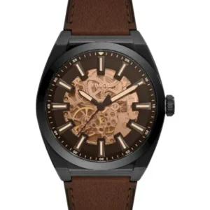 Fossil Everett Brown Leather Strap Black Dial Automatic Watch for Gents – ME3207