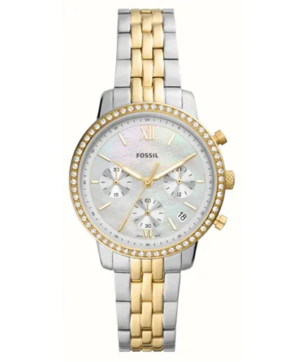 Fossil Neutra Two-Tone Stainless Steel Mother Of Pearl Dial Chronograph Quartz Watch for Ladies – ES5216