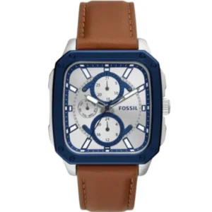 Fossil Multifunction Brown Leather Strap Silver Dial Quartz Watch for Gents – BQ2658