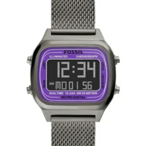 Fossil Retro Digital Grey Mesh Bracelet Positive Display Dial Digital Watch for Gents – FS5888