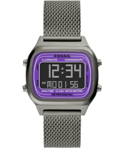 Fossil Retro Digital Grey Mesh Bracelet Positive Display Dial Digital Watch for Gents – FS5888