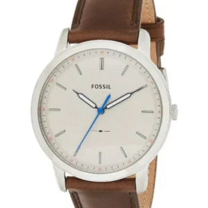 Fossil Minimalist Brown Leather Strap Off White Dial Quartz Watch for Gents – FS5306