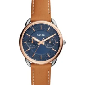 Fossil Tailor Brown Leather Strap Blue Dial Quartz Watch for Ladies – ES4257