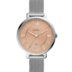 Fossil Jacqueline Silver Mesh Bracelet Pink Dial Quartz Watch for Ladies – ES5089