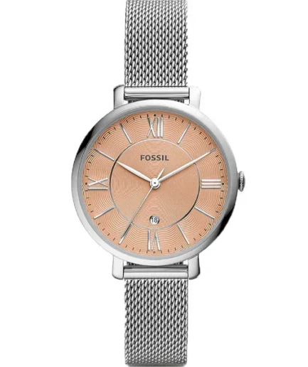 Fossil Jacqueline Silver Mesh Bracelet Pink Dial Quartz Watch for Ladies – ES5089