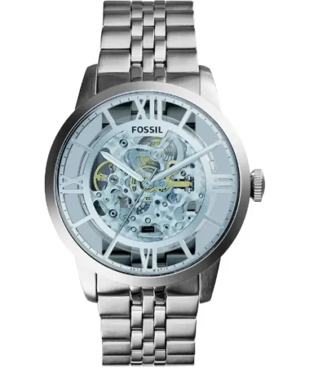 Fossil Townsman Silver Stainless Steel Blue Dial Automatic Watch for Gents – ME3073