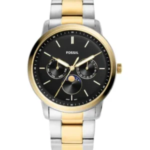 Fossil Moonphase Two-Tone Stainless Steel Black Dial Quartz Watch for Gents – FS5906