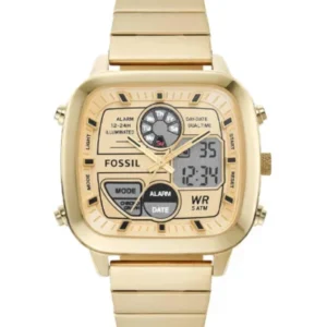 Fossil Retro Anadigital Gold Stainless Steel Positive Display Dial Analog & Digital Watch for Gents – FS5889