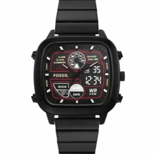 Fossil Retro Anadigital Black Stainless Steel Positive Display Dial Analog & Digital Watch for Gents – FS5891