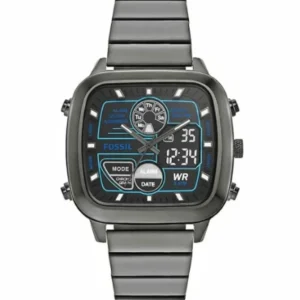 Fossil Retro Anadigital Grey Stainless Steel Positive Display Dial Analog And Digital Watch for Gents – FS5892