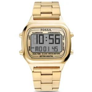 Fossil Retro Digital Gold Stainless Steel Positive Display Dial Digital Watch for Gents – FS5843