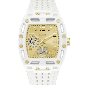 Guess Phoenix White Silicone Strap Gold Dial Quartz Watch for Gents – GW0499G5