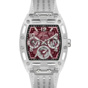 Guess Phoenix Translucent Silicone Strap Burgundy Dial Quartz Watch for Gents – GW0499G9