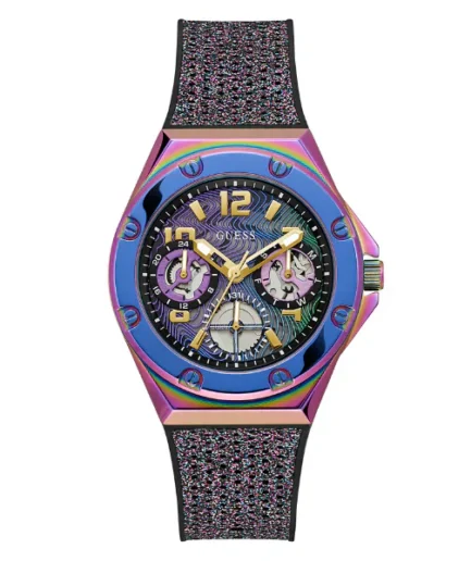Guess Iridescent Silicone Strap Multicolor Dial Quartz Watch for Ladies – GW0620L4