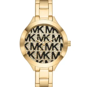 Michael Kors Slim Runway Gold Stainless Steel Gold Dial Quartz Watch for Ladies – MK4659
