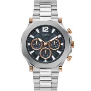 Guess EDGE Silver Stainless Steel Blue Dial Chronograph Quartz Watch for Gents – GW0539G1