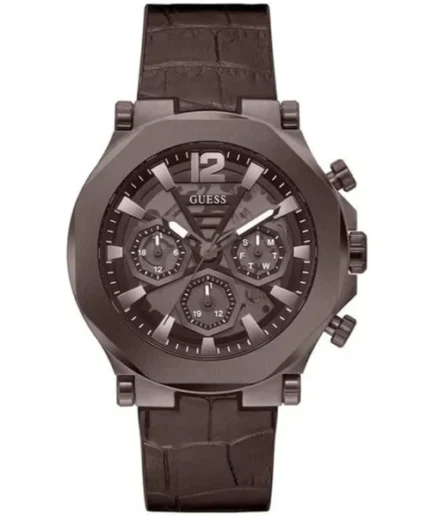 Guess EDGE Chocolate Brown Leather Strap Chocolate Brown Dial Chronograph Quartz Watch for Gents – GW0492G2